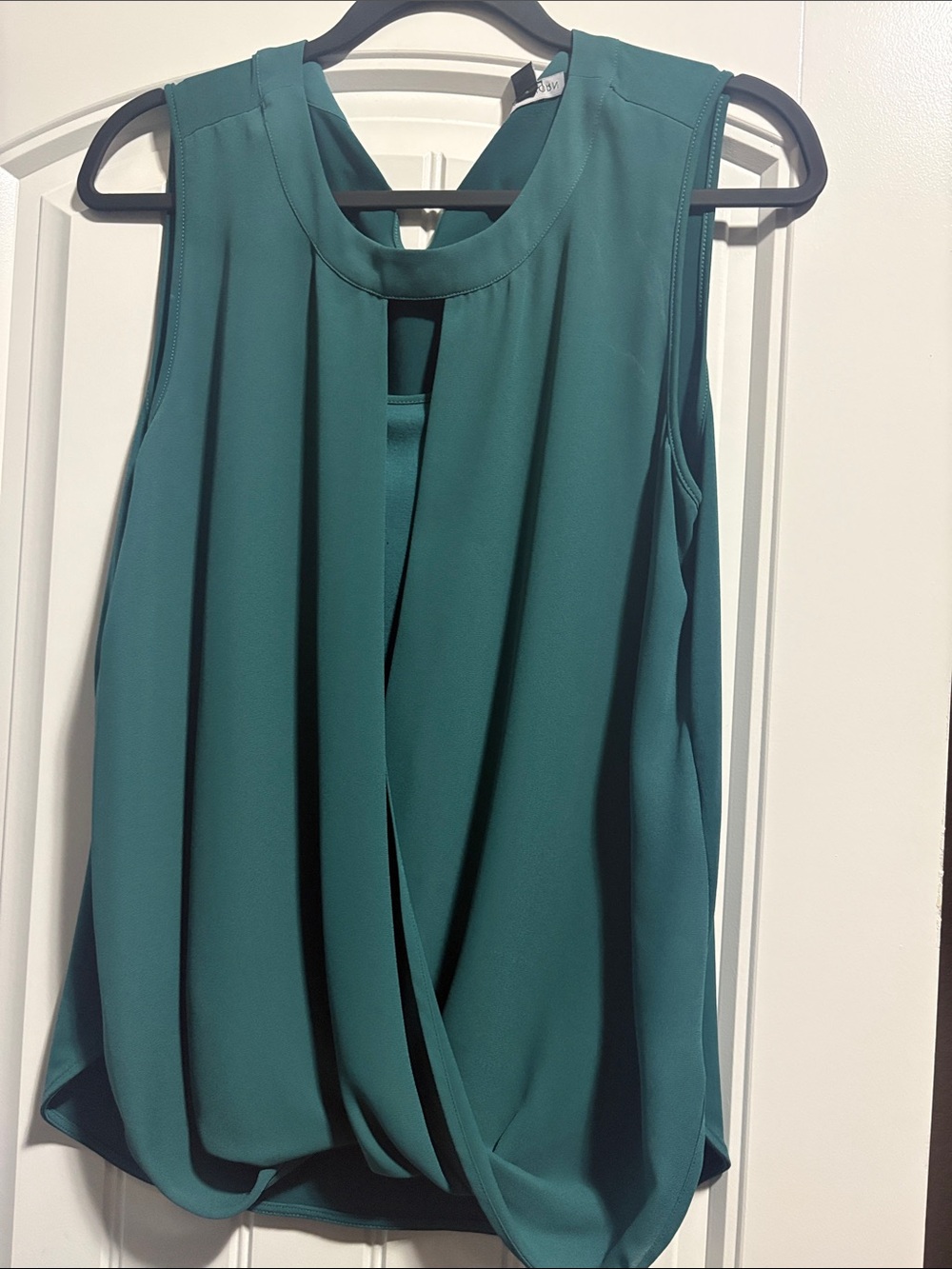 41 Hawthorn Teal Green Sleeveless Surplice Front Blouse